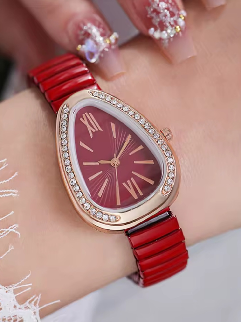 Kohl's Red Teardrop Crystal-Trim Women's Watch